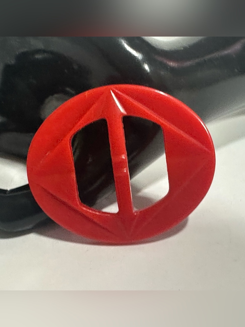 Vintage Red Lucite Plastic Womans Belt Buckle 1940s Style Retro MCM